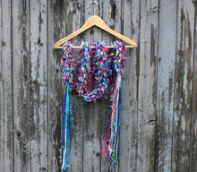 Load image into Gallery viewer, Braided Lariat Scarf - Turquoise Noise